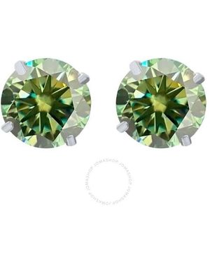 Maulijewels 2.50ct 14k Gold Gra Certified D-vvs1 Round Water Melan Red Moissanite Diamond Screw Back Studs Earrings - Green