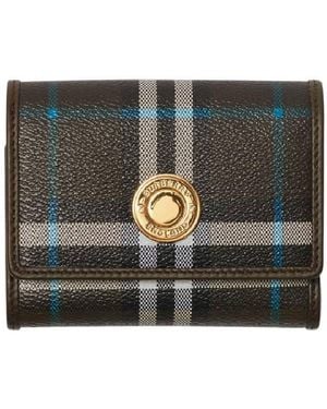 Burberry Small Check Pattern Folding Wallet - Black