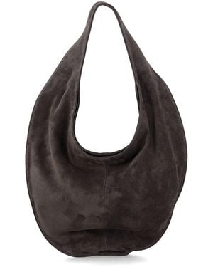 Maeden Suede Leather Cocoa Market Tote - Black
