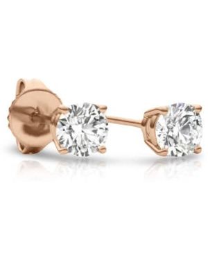 Tresorra 14K Rose Round Cut Earth Mined Diamond Stud Earrings - White