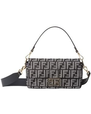Fendi Ff Fabric Baguette Bag - Gray