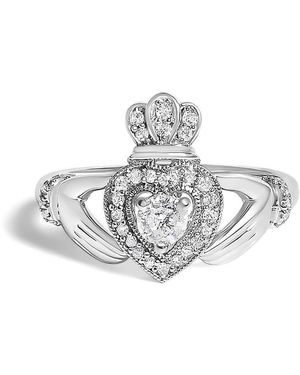 Haus of Brilliance 14K 3/8 Cttw Diamond Claddagh Heart Ring - Metallic