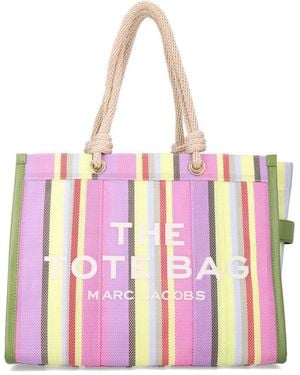 Marc Jacobs The Tote Bag Large Striped Muti Pvc Shoulder - Pink