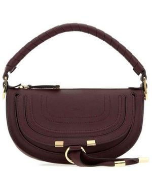 Chloé Chlo Leather Curved Top Handle Shoulder Bag - Purple