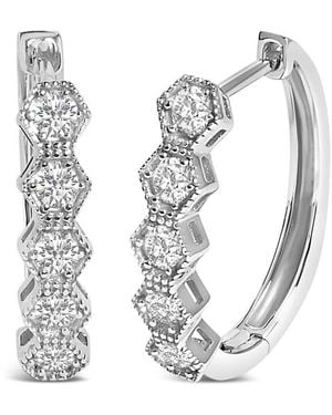Haus of Brilliance 14K 1/2 Cttw Diamond Earring Zig-Zagging Geometric Hoop Earrings (G-H Colour, Si1-Si2) - Metallic