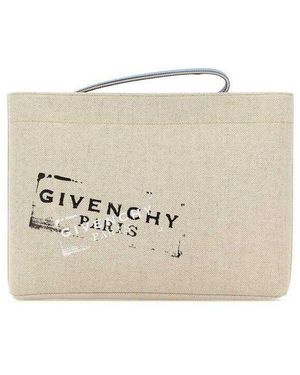 Givenchy Sand Canvas Clutch Beigeblack - White