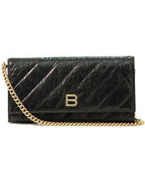 Balenciaga Crush Quilt Leather Wristlet - Black