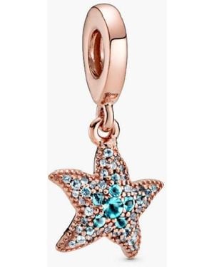 PANDORA Starfish Rose Dangle With Icy And Ice Crystal - White