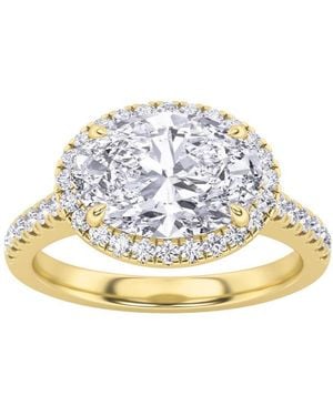Mure And Co 2Ctw Oval Shaped Lab Grown Diamond (F/Vs) East West Accented Solitaire Ring - Metallic