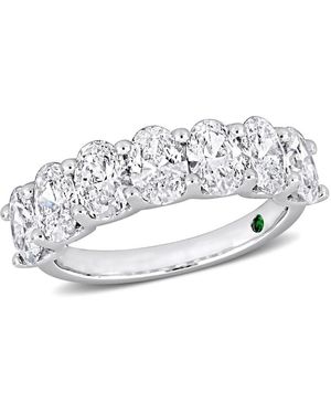 Created Forever 3Ct Tw Oval Lab-Created Diamond And Created Emerald Accent Semi-Eternity Ring - Metallic