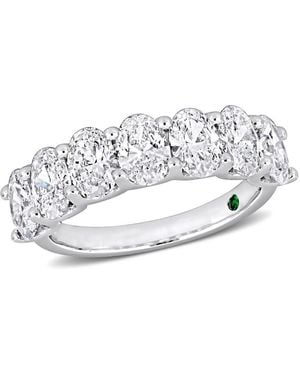 Created Forever 3Ct Tw Oval Lab-Created Diamond And Created Emerald Accent Semi-Eternity Ring - Metallic