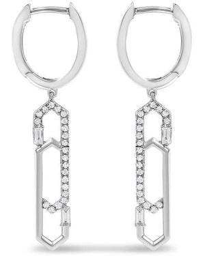 Haus of Brilliance 14K 1/4 Cttw Diamond Interlocking Paperclip Dangle Earrings - White