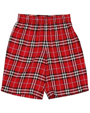Burberry Bradeston Check Print Silk Track Shorts - Red