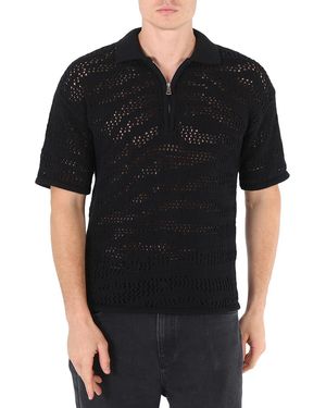 Roberto Cavalli Zebra Knitted Cotton Polo Shirt - Black