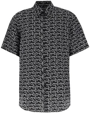 Burberry Monogram B Print Silk Shirt - Black