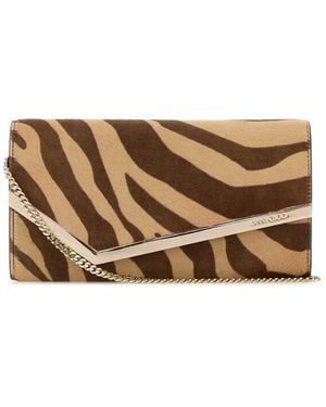 Jimmy Choo Printed Calf Hair Emmie Clutch - Metallic