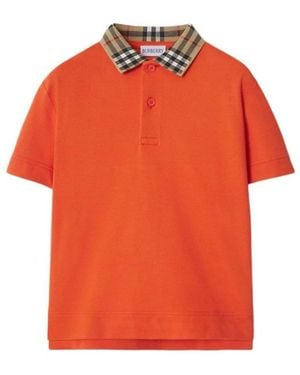Burberry Toddler Johane Check Collar Cotton Polo Shirt - Orange