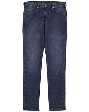 Emporio Armani J06 Slim-Fit Worn-Effect Denim Jeans, Waist - Blue