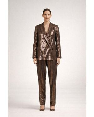 Brunello Cucinelli Pine Cone Silk Blend Sequin Suit, Brand Size 40 (Us - Natural