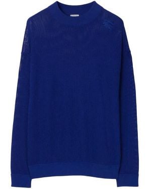 Burberry Ekd Silk Cotton Mesh Jumper - Blue