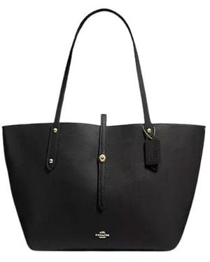 COACH Pebble Leather Market Tote - Black