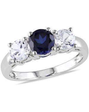 Amour Created And Created Sapphire 3-Stone Engagement Ring - Blue