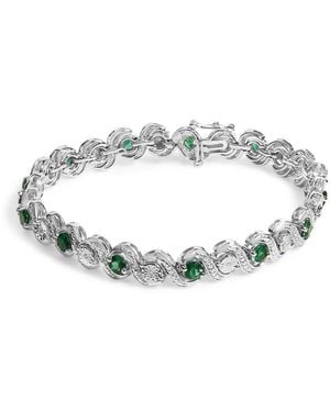 Haus of Brilliance 925 Sterling Created Emerald And Diamond Twist S Link Bracelet - Metallic