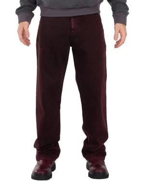 VTMNTS Bordeaux Acid Wash Jeans, Waist - Red
