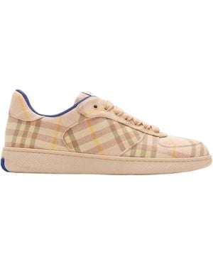 Burberry Check Low Top Terrace Sneakers, Brand Size 38 Us - Brown