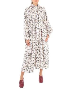 Max Mara Ladies Rimmel Silk Shirt Dress - White