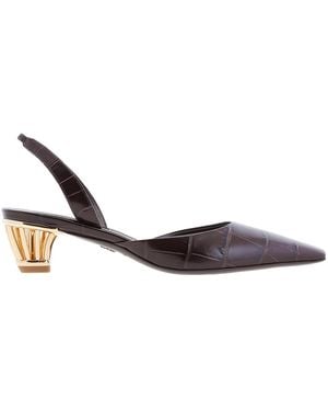 Ferragamo Alyssa Runway Cage Heel Court Shoes - Black