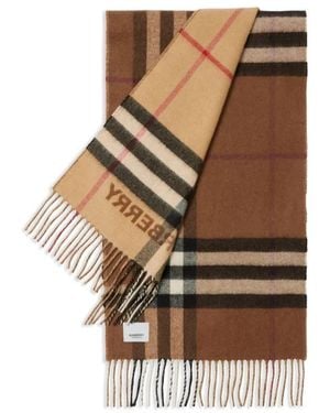 Burberry Contrast Check Rectangular Cashmere Scarf - Brown