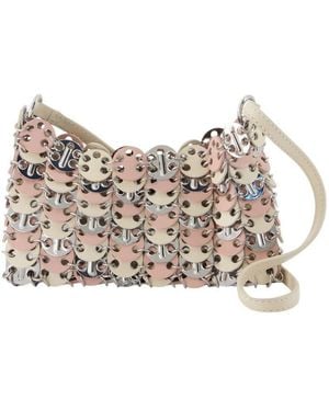 Rabanne Metal-Studded Calfskin Shoulder Bag - Grey