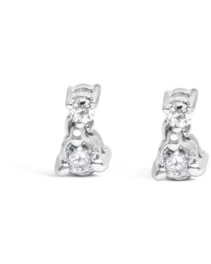 Haus of Brilliance 14K 1/4 Cttw Double Diamond Drop And Dangle Stud Earrings (H-I Colour, Si1-Si2 Clarity) - Metallic