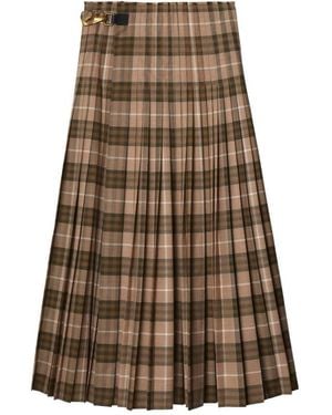 Burberry Check Wool-Blend Maxi Kilt - Brown