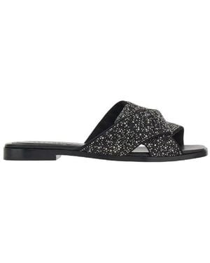 Ferragamo Origami Knot And Crystals Slide Sandals - Black