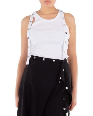 The Attico Ribbed Jersey Tank Top - Black