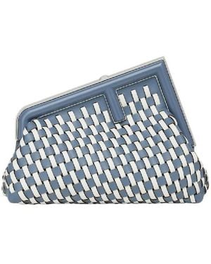 Fendi Detachable Strap Hand Woven Clutch - Blue