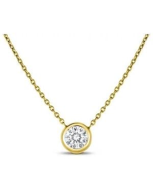 Roberto Coin 18K Bezel Set Diamond Solitaire Necklace - Metallic
