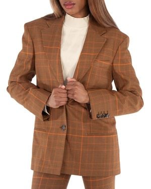 Stella McCartney Ladies Checked Single-Breasted Blazer - Brown