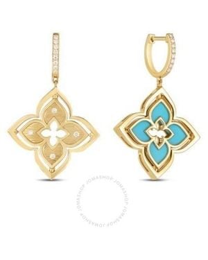 Roberto Coin 18K Venetian Princess Pirouette Diamond & Flower Drop Earrings - Metallic