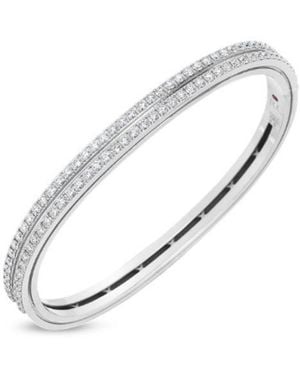 Roberto Coin Portofino 2 Row Diamond Bangle Bracelet - Metallic