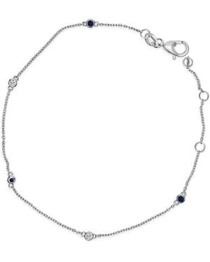 Haus of Brilliance 14K Alternating Sapphire And Diamond Bezel Station Chain Bracelet - Metallic