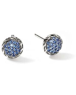 John Hardy Jh Essential Pav Stud Earring, Sterling, Gemstones, 7Mm Sapphire Ebs987024Bsp - Blue