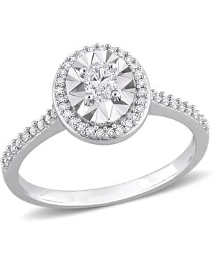 Amour 1/3 Ct Tw Oval And Round-Cut Diamond Ring - Metallic
