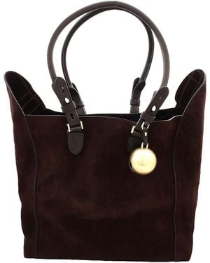 Burberry Medium Calf Suede Shield Tote Bag - Red