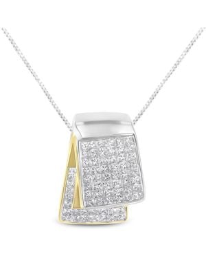 Haus of Brilliance 14K Two-Tone 2 Ct Tdw Diamond Box Pendant Necklace (H-I, Si2-I1) - White