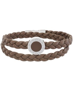 BVLGARI Braided Calf Leather Bracelet - Brown