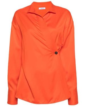 Ferragamo Ferragamo Wrap Design Long-Sleeve Blouse - Orange