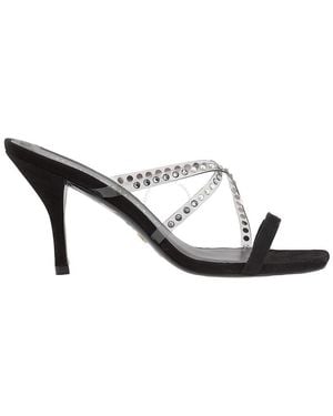 Stuart Weitzman Strapeze Crystal 85 Mules - Black